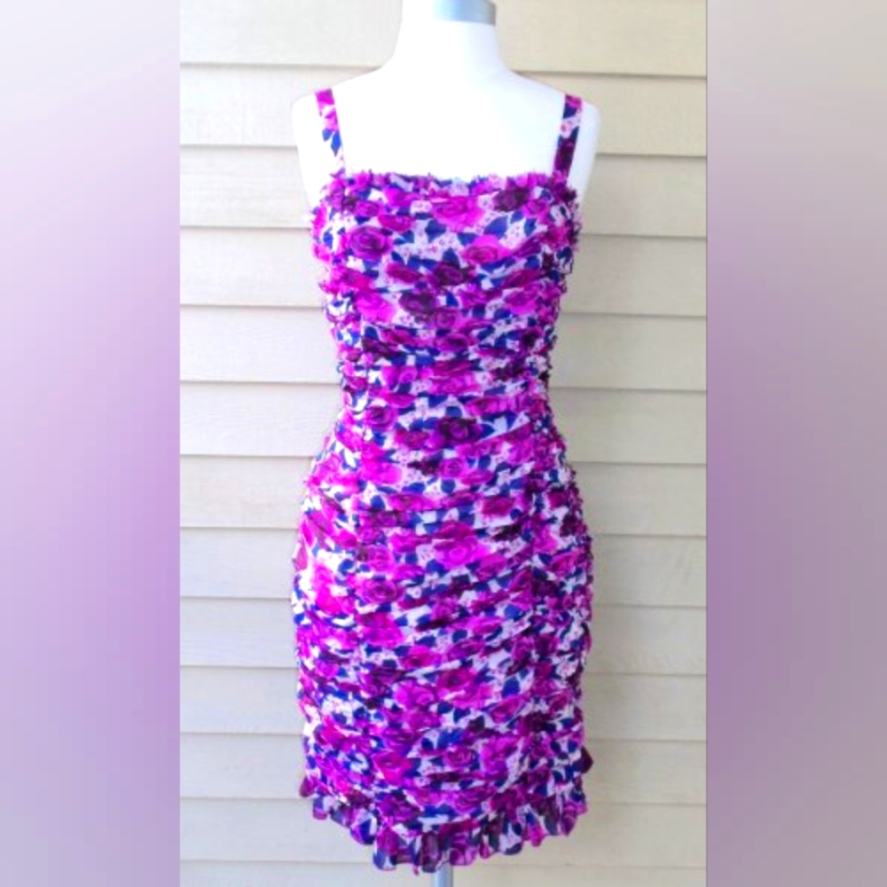 Charlotte Russe Ruched Floral Print Dress Size 10